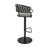 Keymaya Swivel Adjustable Height Bar Stool in Black Metal with Gray Fabric and Faux Leather