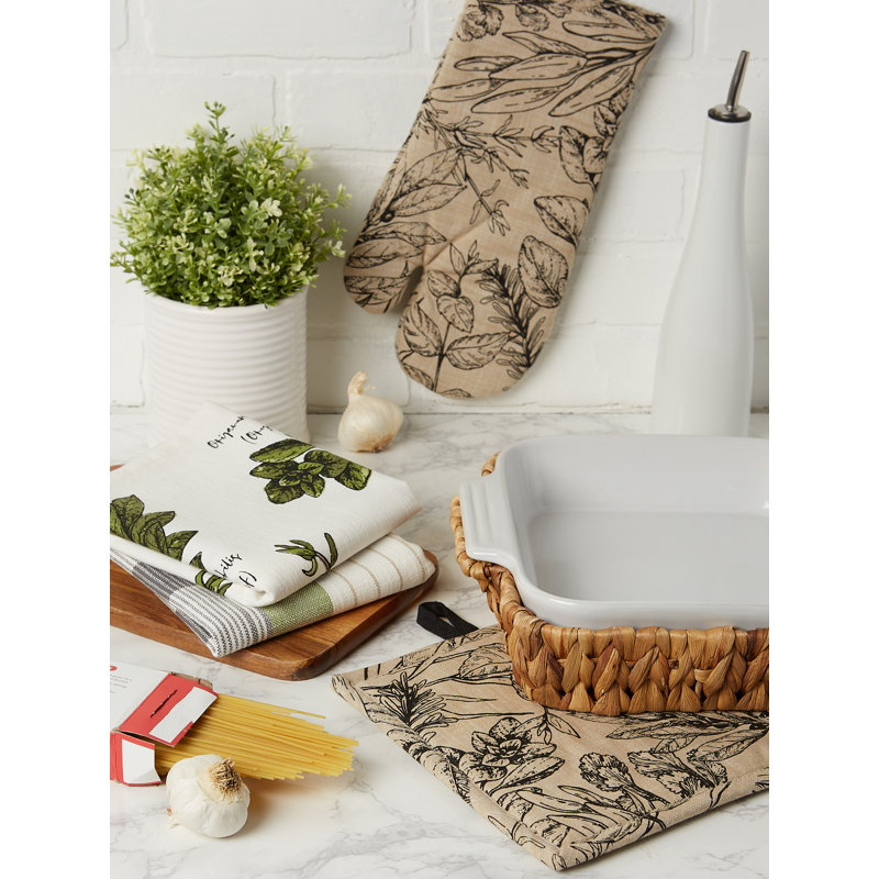 Ensemble de 4 poignées et gant de cuisine Design Imports Fresh Herbs
