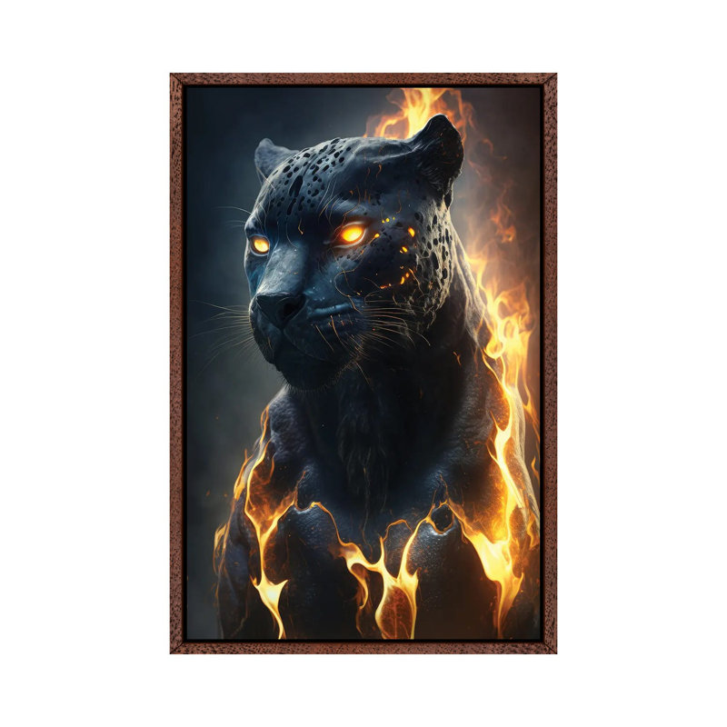 Black Panther Flames by Zenja Gammer - Gallery-Wrapped Canvas Giclée on Canvas, Classic Wood Framed, 66.04 cm H x 45.72 cm W