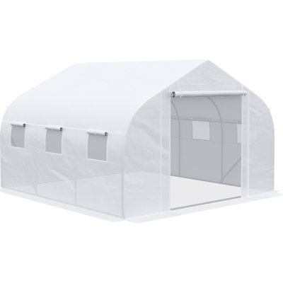 Walk-In Greenhouse 12 'x 10' 7 ', acier galvanisé, blanc, filet protégé pour une croissance accrue des plantes, grand 12 x 10 x 7, avec ventilation