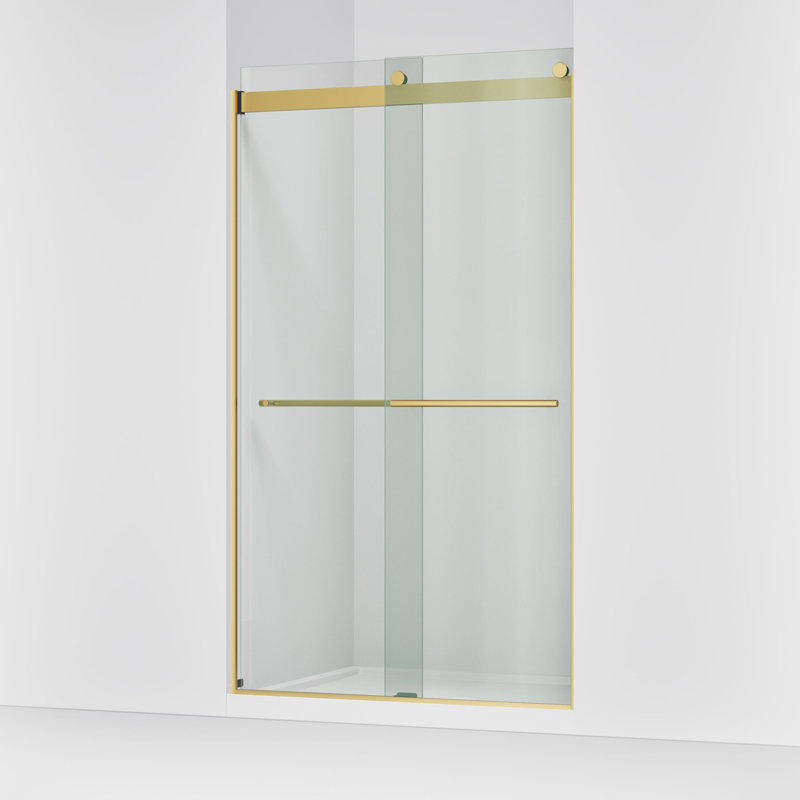 Levity Plus Less Sliding Shower Door, 81-5/8 In. H X 44-5/8 - 47-5/8 In. W, With 3/8 In.-Thick Crystal Clear Glass, Bronze