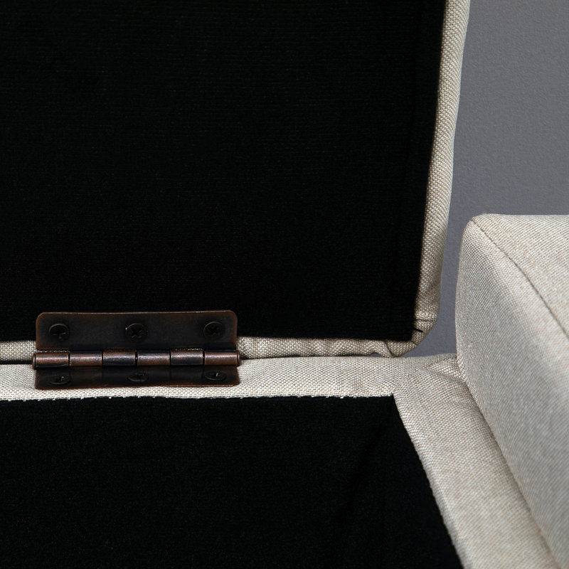 HOMCOM Classic Beige Linen Upholstered Storage Ottoman Bench