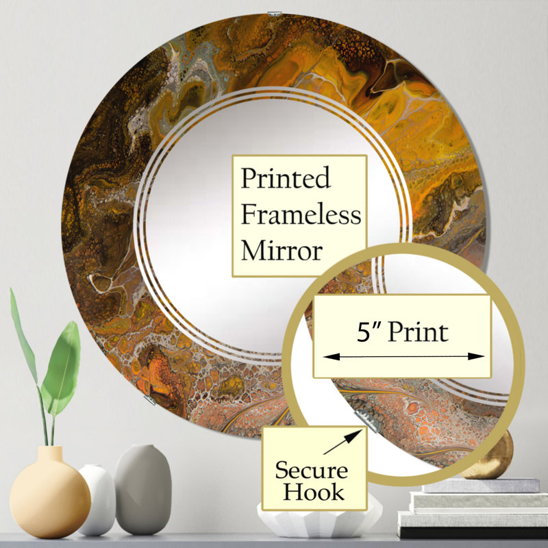 Miroir mural orange, noir et gris, 24 po x 24 po