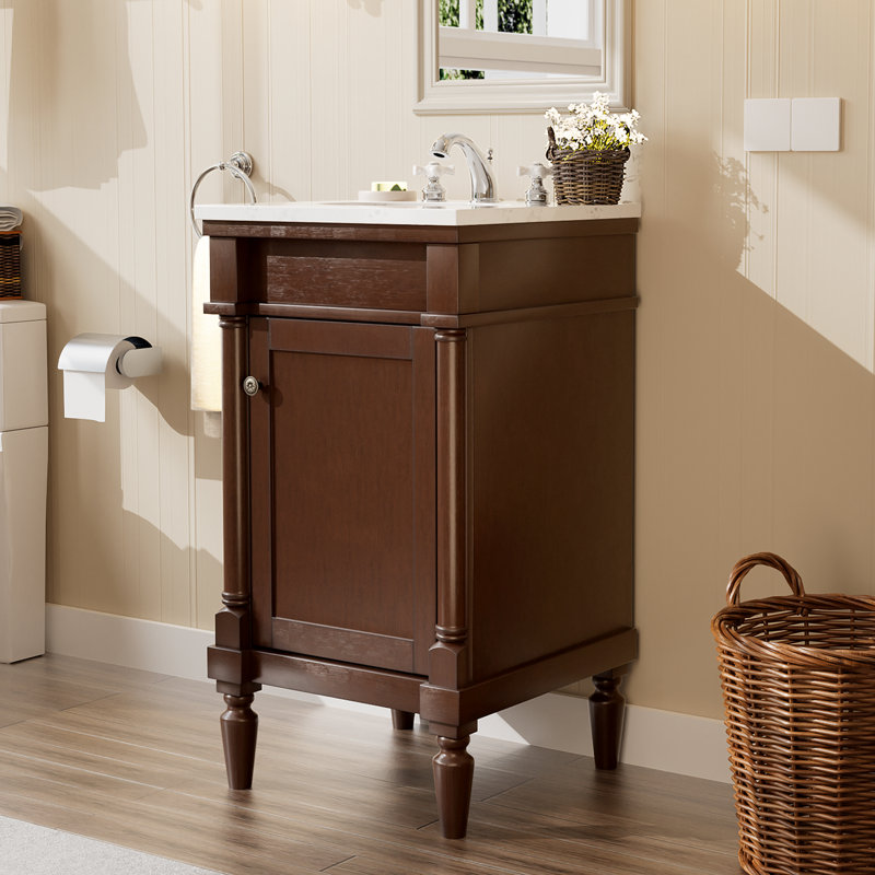 19'' Single Bathroom Vanity With Engineered Stone Top, Brown