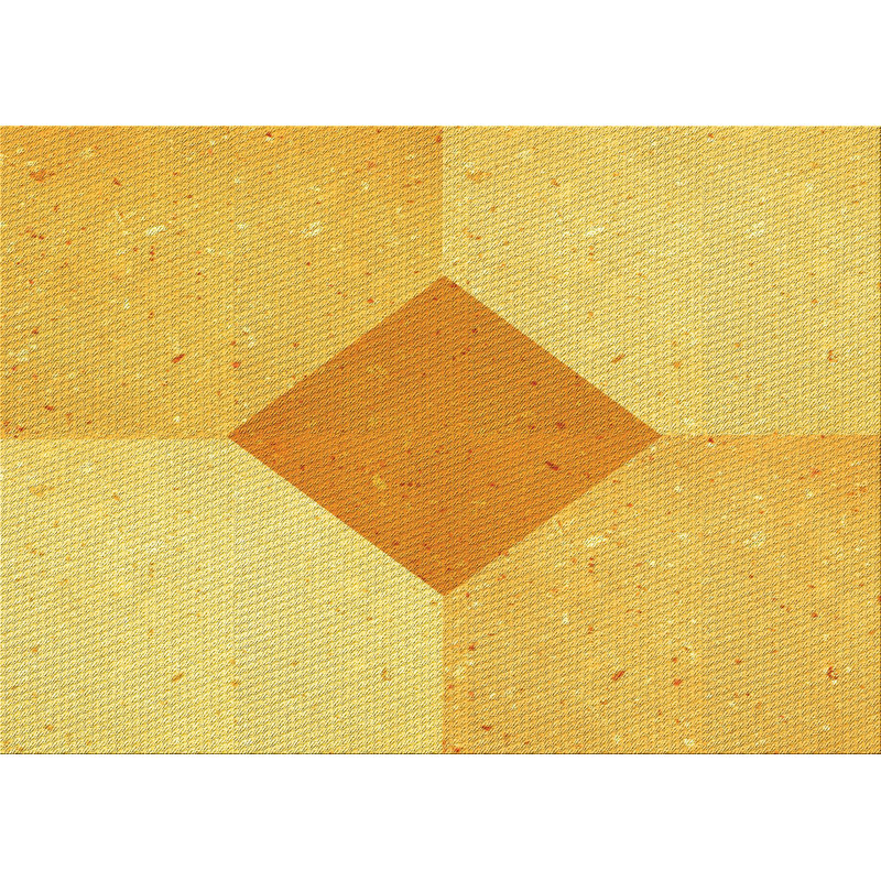 Tapis 100% jaune à motifs 2165 lavable à la machine, Rectangle 3 pi x 5 pi