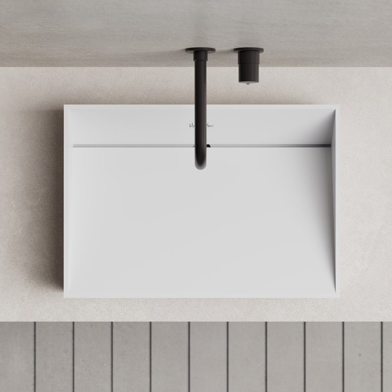 MonBlari 24 X 14" Solid Surface Bathroom Vessel Sink Matt White, Matte White