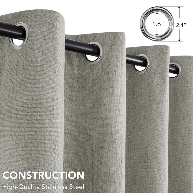Blackout Curtain Panel Pair, 168cm Width x 229cm Drop, Grey