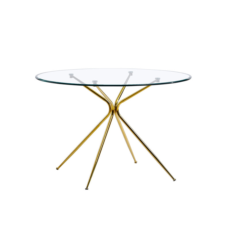 Paolucci Round Glass Top Metal Base Dining Table