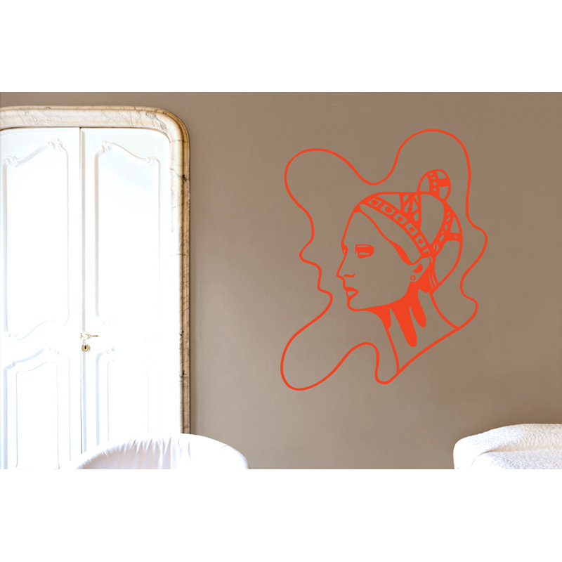 Art Nouveau Women Wall Sticker, Large, Orange