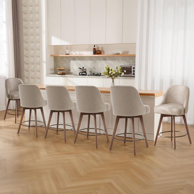 Tabouret pivotant rembourré Mangu (ensemble de 2), Beige