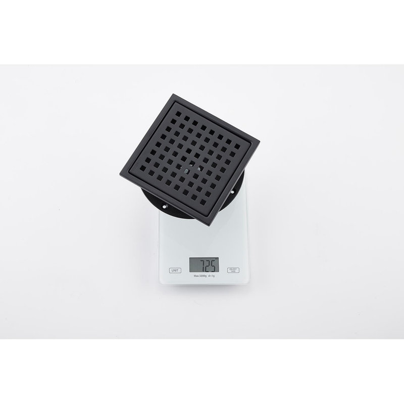 Drain de plancher de douche 6 pouces, Noir mat