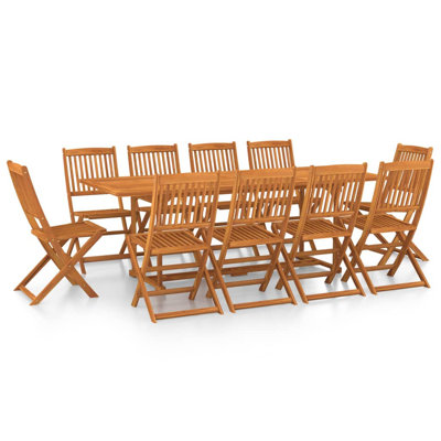Stenger 11 Piece Garden Dining Set 220x90x75 cm Solid Wood Acacia