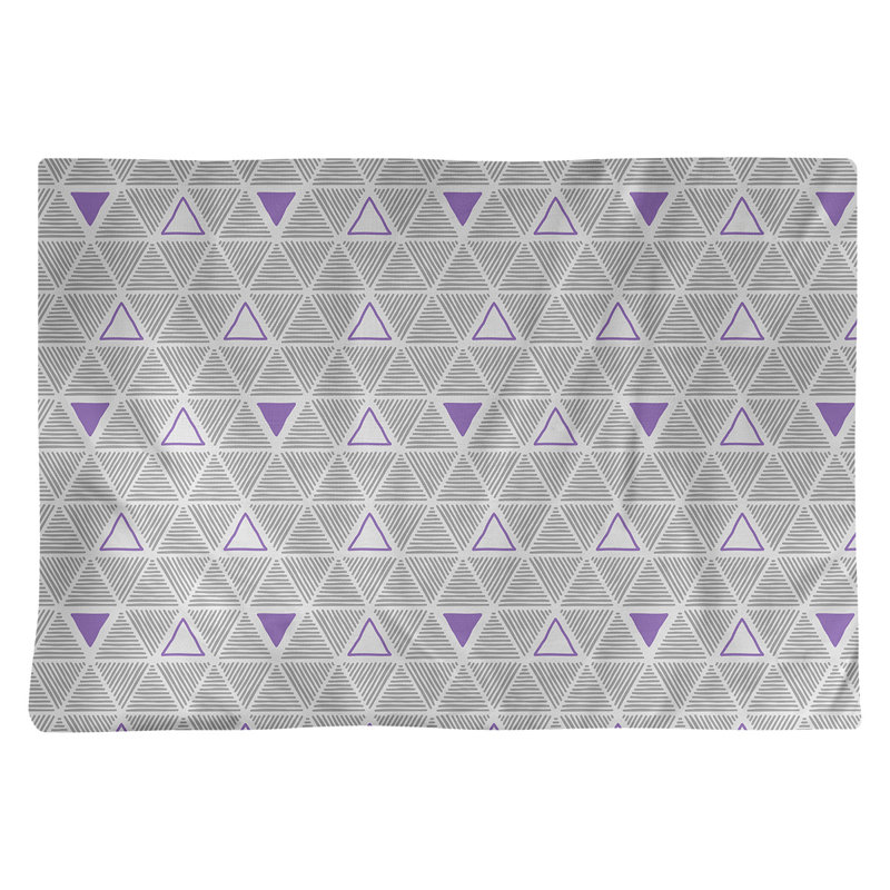 Napperon de 18 po en coton dessiné à la main triangle, Gris / Mauve, polyester