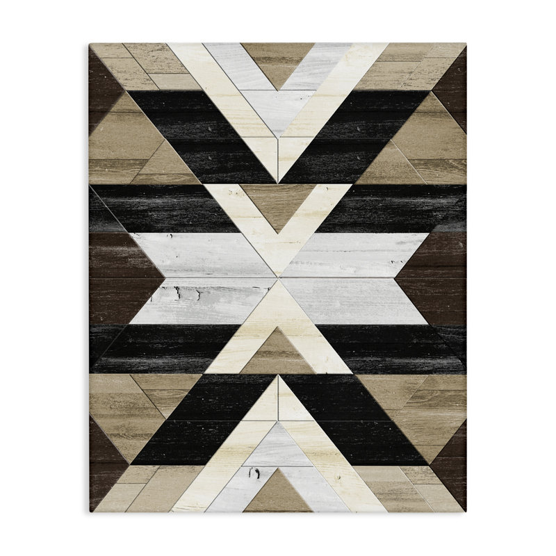 «Rustic Linear Aztec Shapes», art mural sur toile par Erica Billups, H 30 po x l 24 po x P 1,5 po, Toile tendue