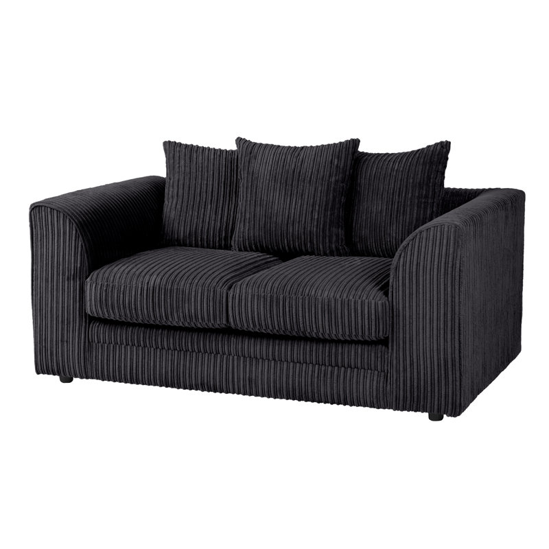 Moana 2 Seater Corduroy Sofa, Black Cord
