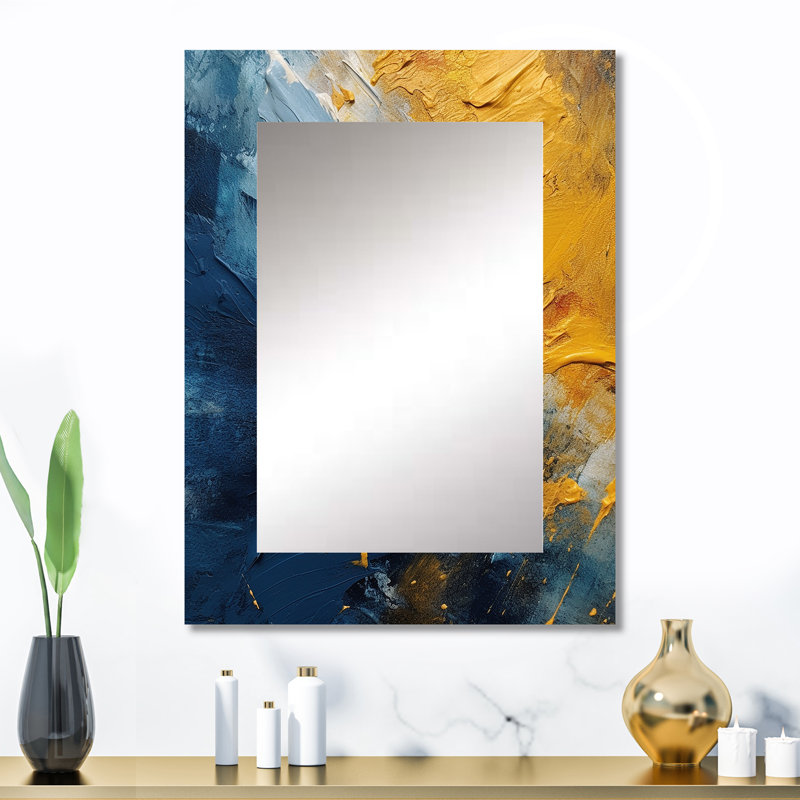 Blue and Yellow Intuitive Expressions II - Modern Wall Mirror, 32 po x 24 po