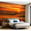 Papier peint adhésif autocollant orange brillant coucher de soleil Kansas Hills, papier adhésif de contact amovible pour décoration de salon-129600362