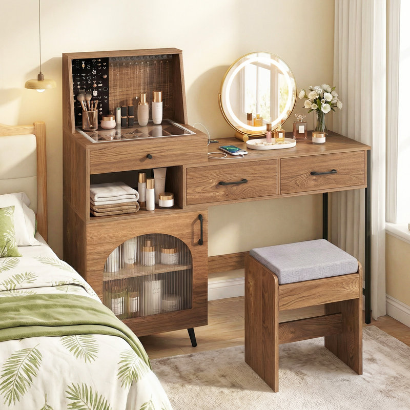 Dressing Table, Brown/Black