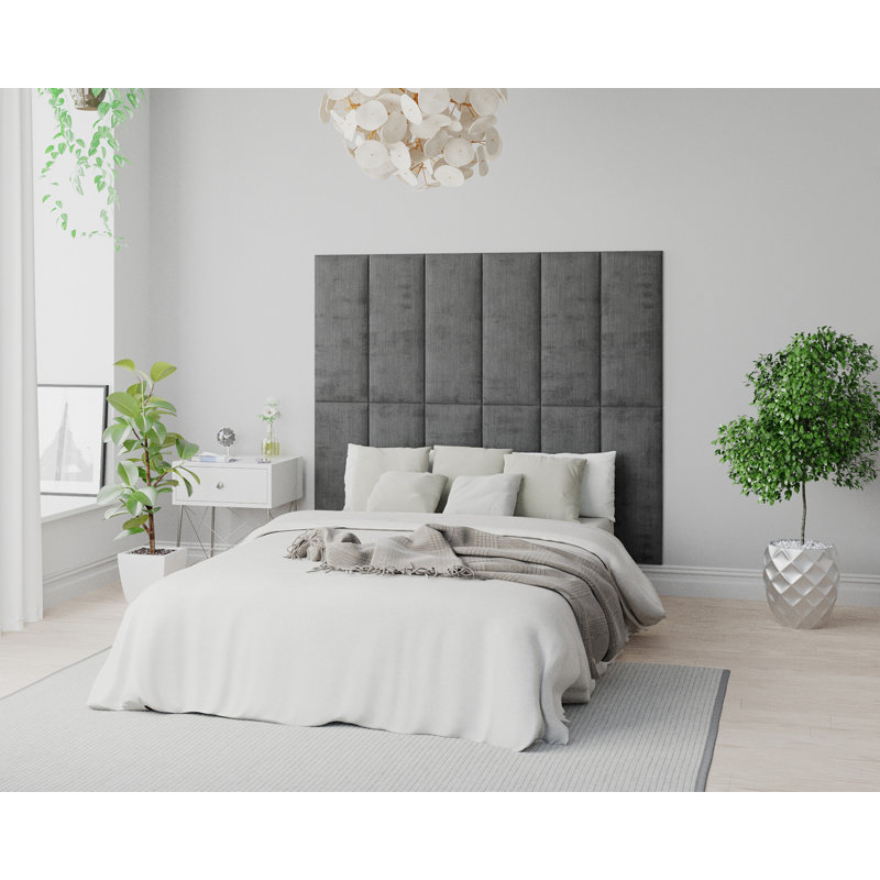 30 cm x 75 cm Peel and Stick Upholstered Wall Paneling in Charcoal