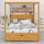 Canopy bed frame with bookcase headboard, usb outlets and led lights, storage cubbies, footboard drawer and reversible rack-2114065320-2114065325