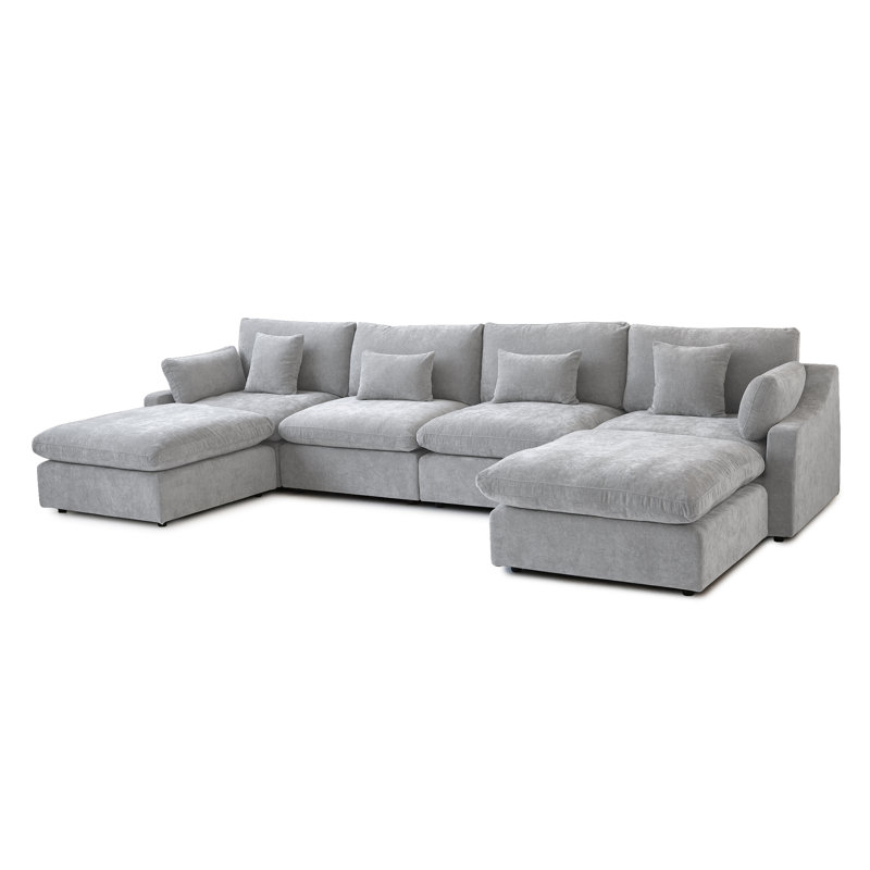 Kyna 6 - Piece Slipcovered Sectional, Gray Linen Blend