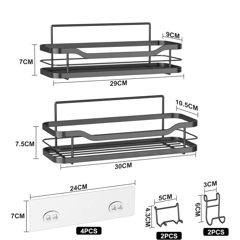 Wall Mounted Required Shower Caddy, Black