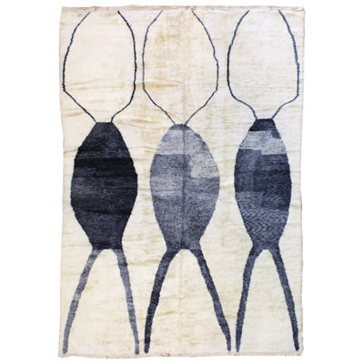 Beni Ouraine One-of-a-Kind 8'7" x 12'5" New Age Rectangle Wool Area Rug in Ivory