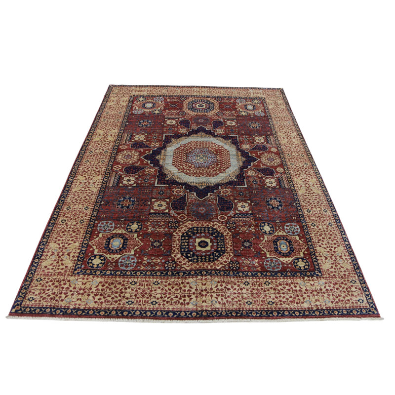 Hand Knotted Wool Area Rug, Rectangle 4'10" x 6'8"