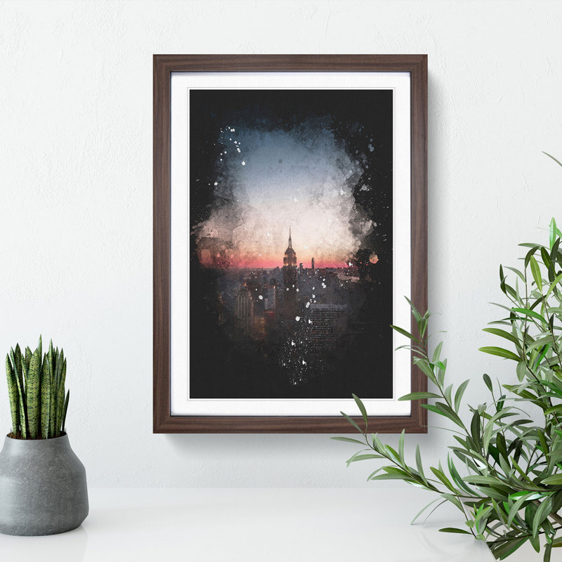The Empire Stae in New York - Framed Print, 45cm H x 33cm W x 2cm D, Walnut Framed