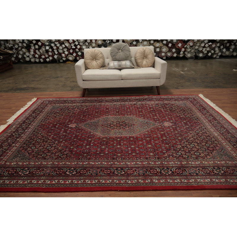 Tapis à motif oriental géométrique rouge foncé Bold 8 x 10