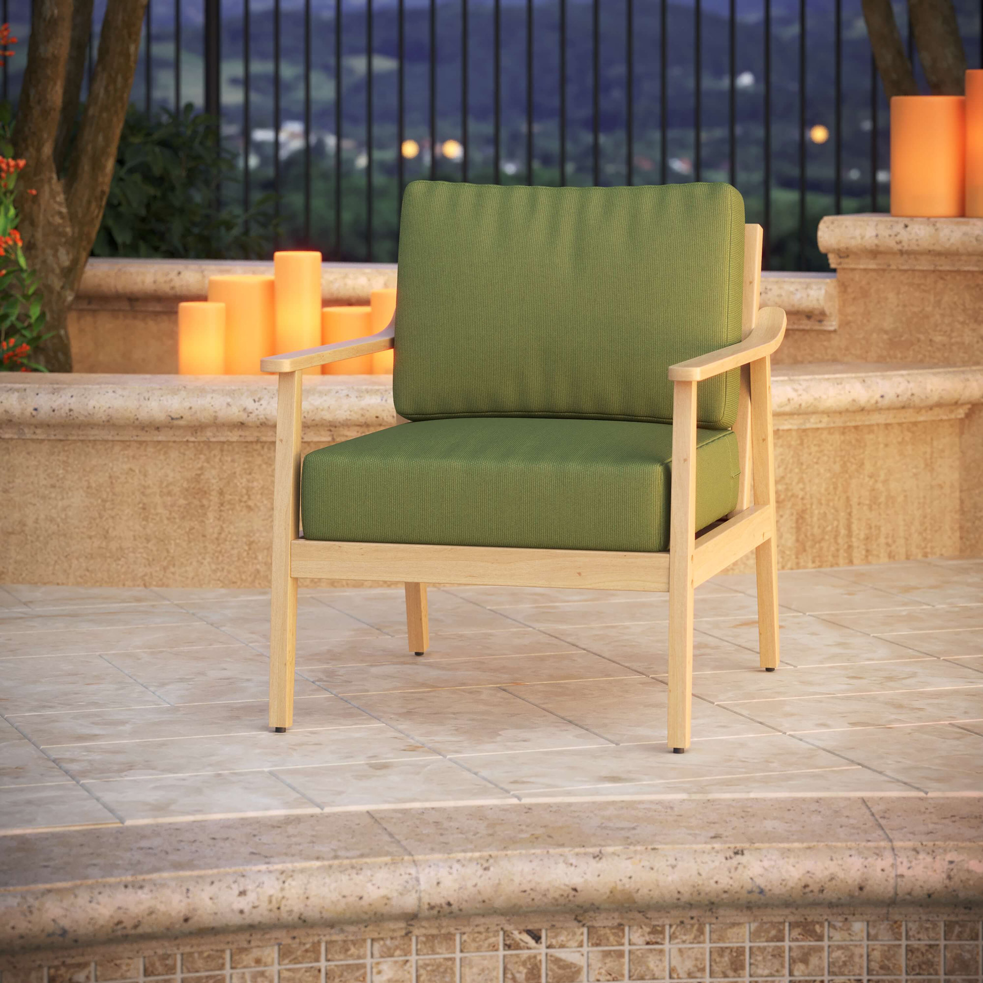 Amala Outdoor Sunbrella® Seat/Back Cushion, Sunbrella® Spectrum Cilantro Plainweave, 25" W x 25.5" D