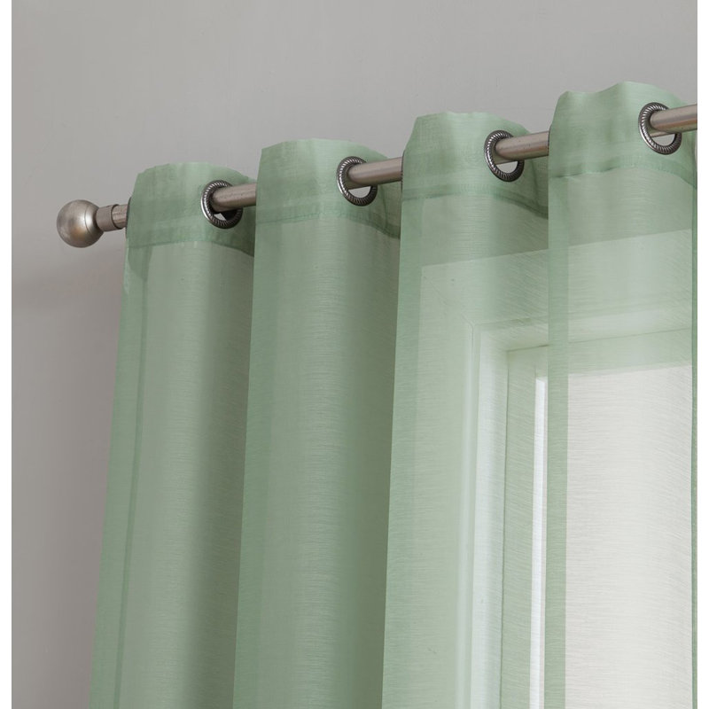 Carmille Semi-Sheer Grommet Curtain Panels (Set of 2), 54" W x 84" L, Sage Green