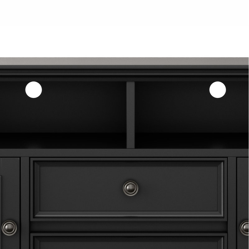 Amherst Black Solid Wood 72" TV Media Stand with Cabinets