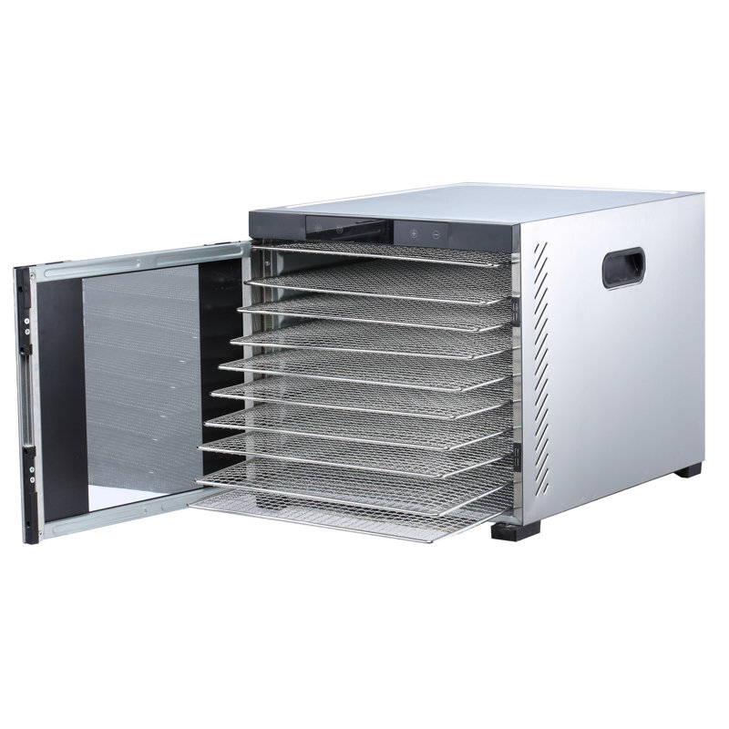 Samson Silent 10 Tray Stainless Steel Food Dehydrator with Glass Door