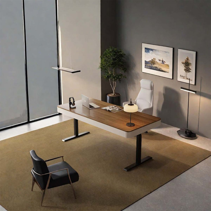 Height-adjustable computer desk, 29.53" H x 55.12" W x 27.56" D