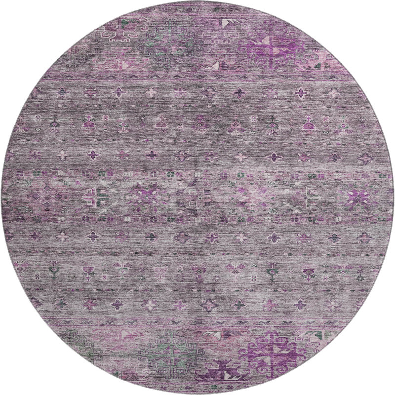 Premium Machine Washable Dominick AMF1220 Global Rug, Rond 8 pi