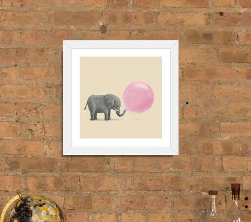 Art sur toile Jumbo Bubble Gum, H 16 po x l 16 po x p 1 po, Papier encadré blanc