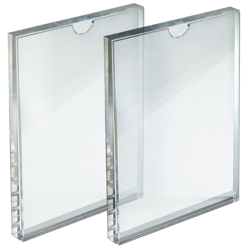 Clear Acrylic Block Sign Holder Frame 5” x 7”, Top Load, 2-Pack