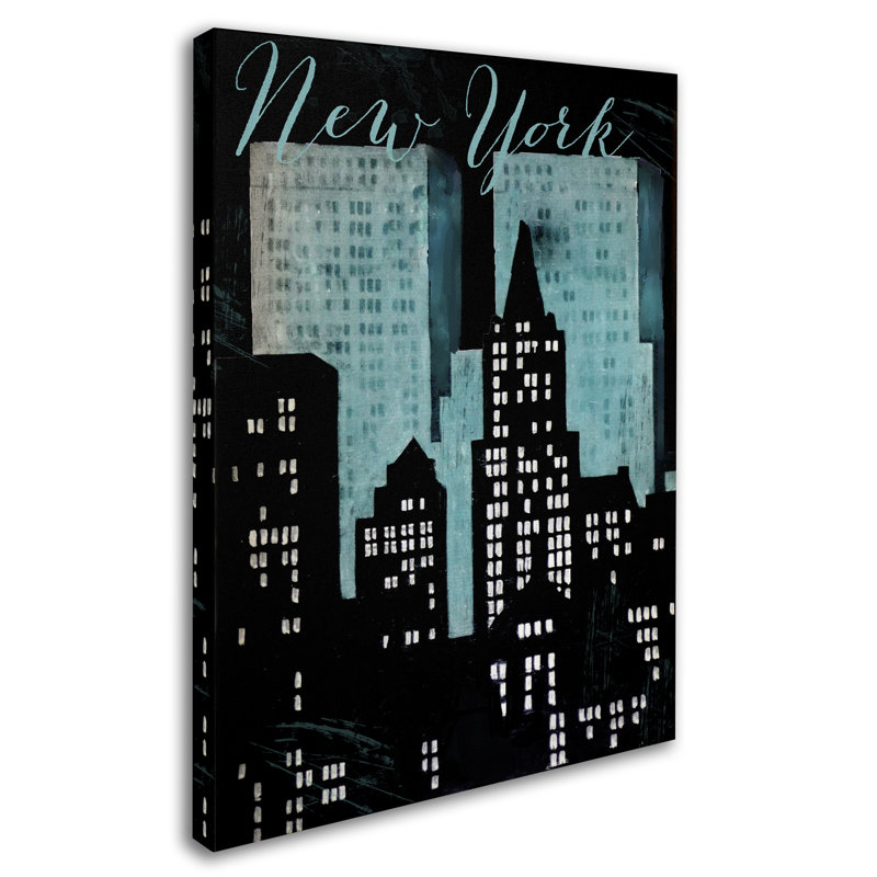 «Retro Cities I» par Jadaya, impression sur toile tendue, H 19 po x l 14 po x P 2 po