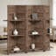 Paravent à 5 panneaux, cloison d'intimité en bois de paulownia massif avec tablettes, grand mur autoportant pour le bureau à domicile et le salon