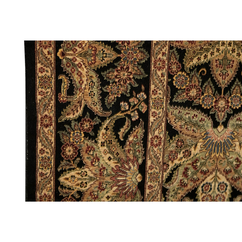 Tapis noir / brun de haute qualité noué à la main