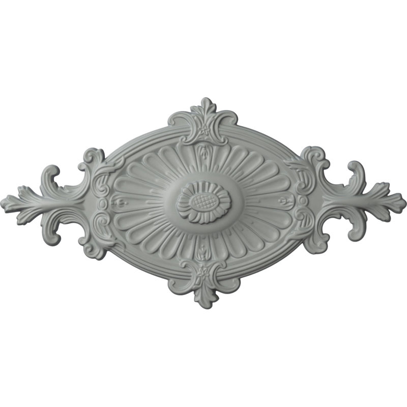 Endurathane Rose and Ribbon Ceiling Medallion, 23 5/8"OD x 4"ID x 1 1/2"P (Fits Canopies up to 4"), Factory Primed, Primed