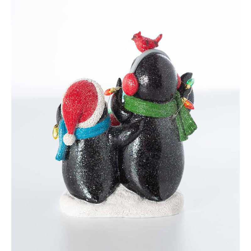 3 Piece Figurine Set with Christmas Lights