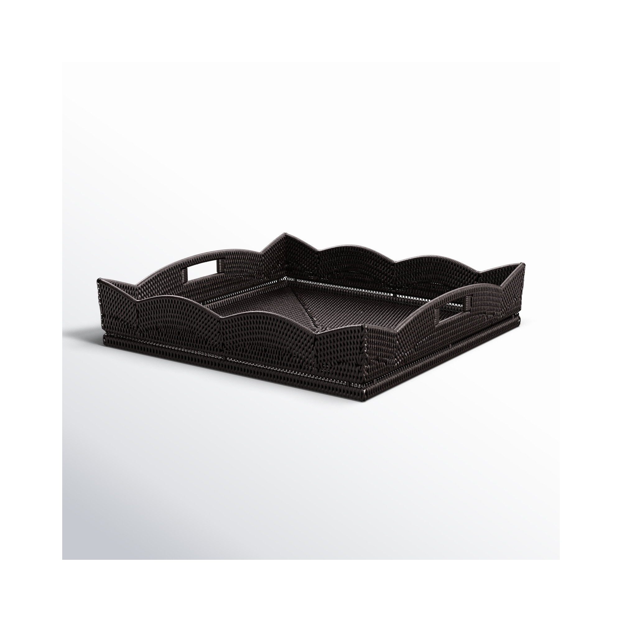Landry Handmade Rattan Tray, Tudor Black, 4.5" H x 20" W x 24" D