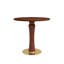 Φ Table de salle à manger ronde rétro en noyer de 80 cm avec base en laiton et bois massif. Table avec pieds en bois et base dorée