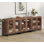 Buffet multifonctionnel 3 en 1 Aadam avec 6 portes vitrées, buffet moderne avec tablette réglable et base en métal, meuble de rangement pour coin café, salon ou cuisine.