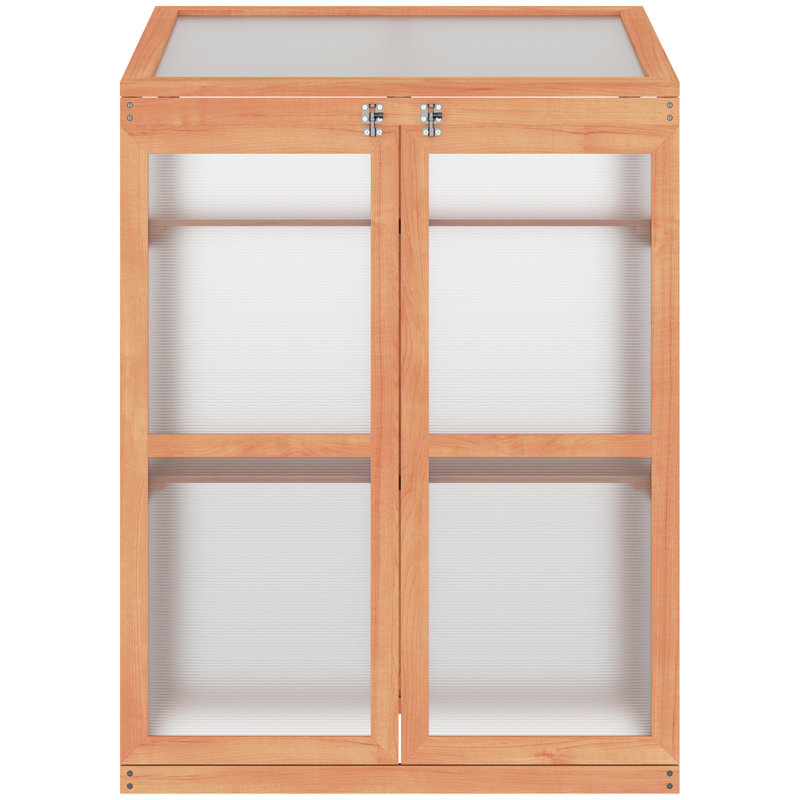 Outsunny Wooden Cold Frame Small Mini Greenhouse Cabinet For Outdoor And Indoor