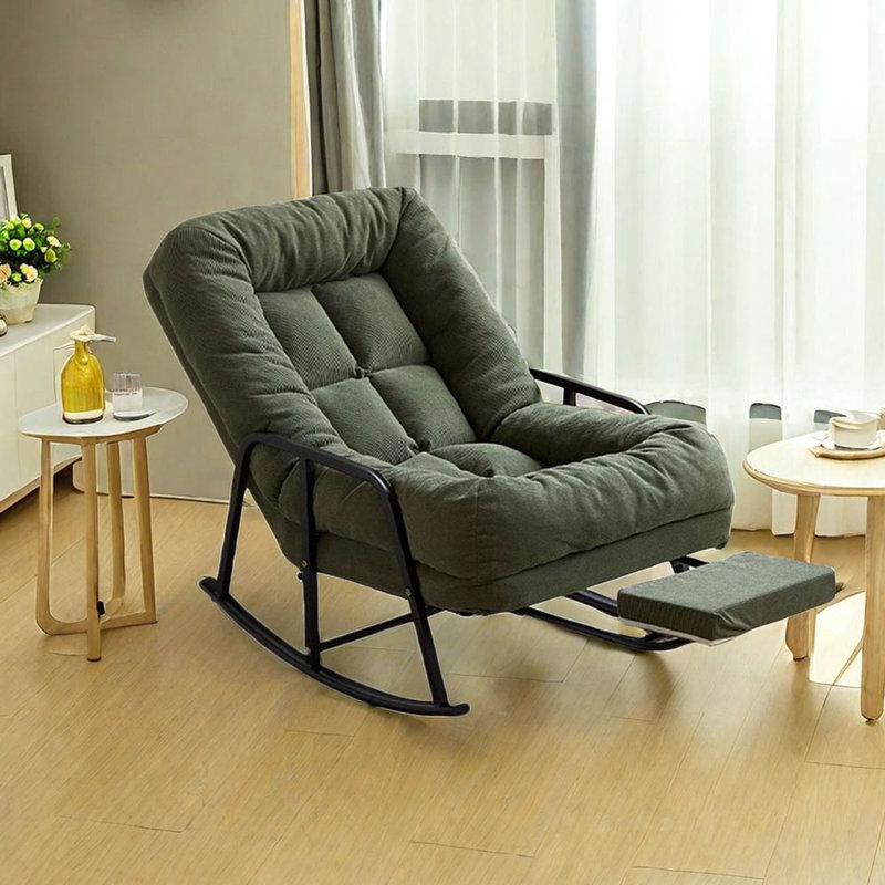 Chaise berçante ergonomique en velours côtelé, Vert foncé