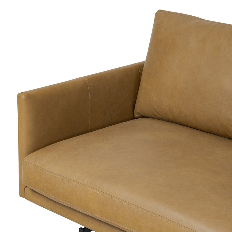 Canapé Melle - 87 po - Omari naturel, Cuir véritable camel Lipari
