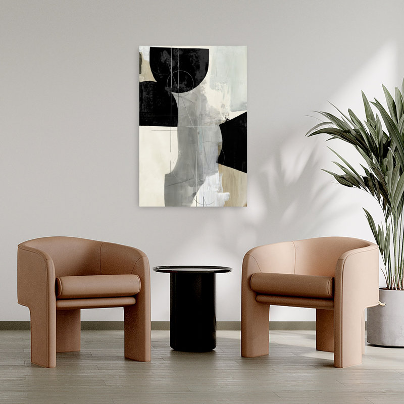 Jet Black II, art géométrique abstrait et audacieux, H 36 po x l 24 po